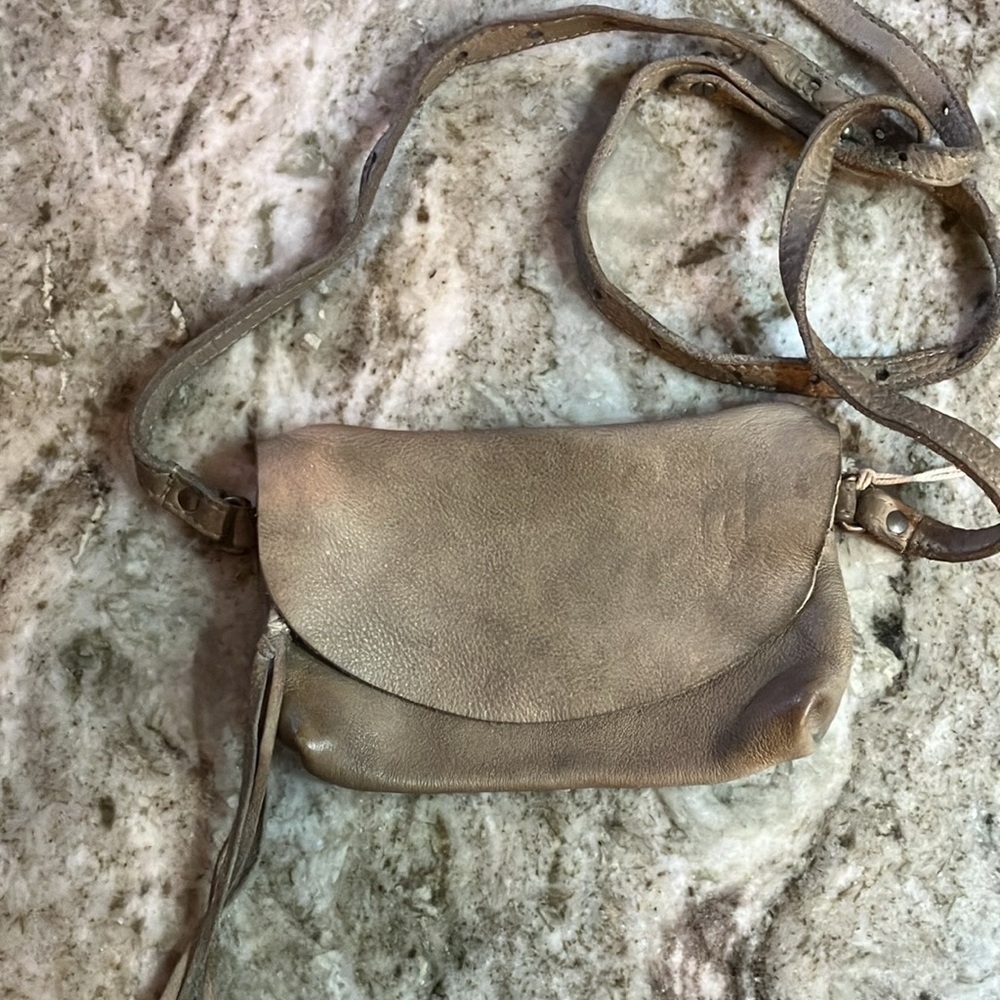 Free People Taupe Leather Crossbody Bag